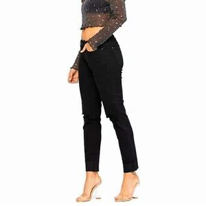 Judy blue slim fit black distressed knees jeans 7/28